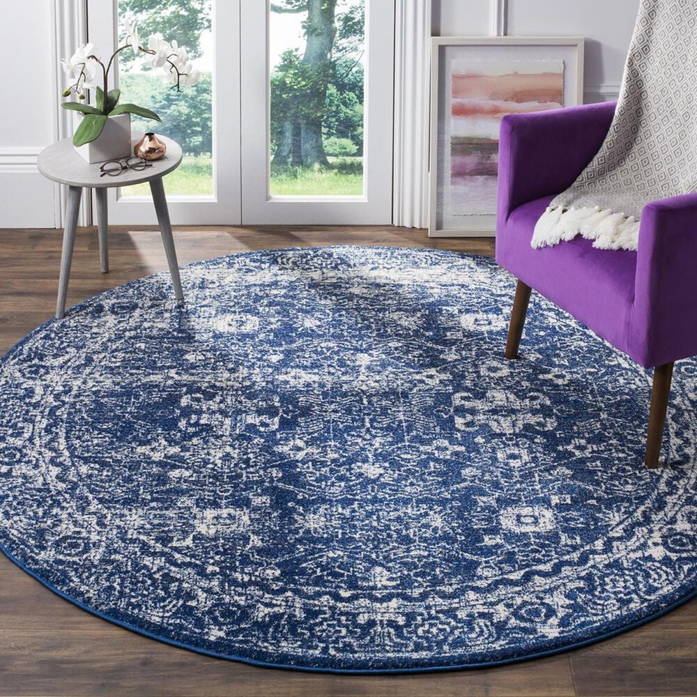 Safavieh Evoke EVK270A-5R 5"1" Round Navy/Ivory Area Rug, , large