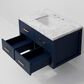 Lexora Home Castor 36" Single Bathroom Vanity in Blue with 2 cm White Carrara Marble Top and Rectangular Sink, , large