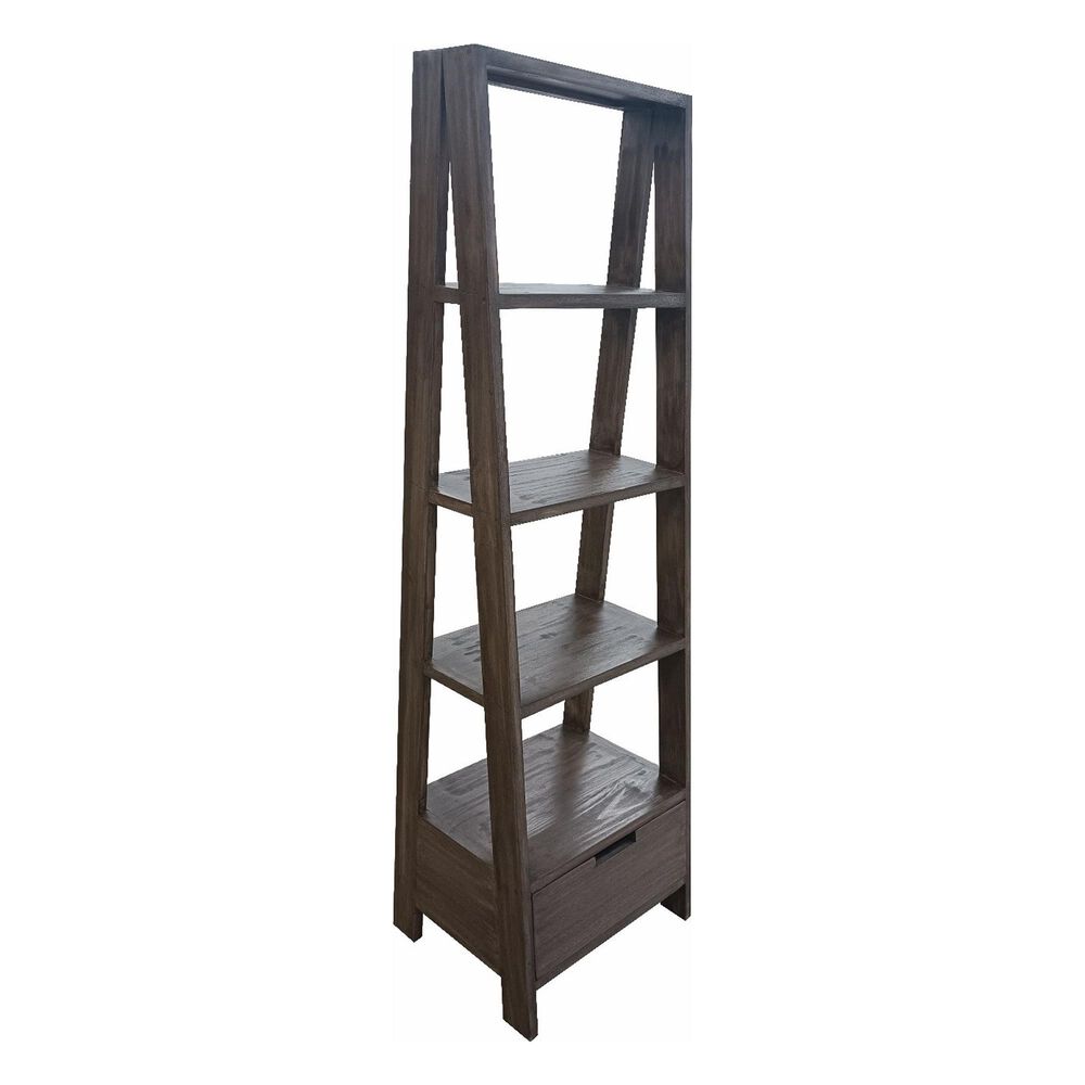 Santa Fe Rustic Open Stair Bookcase in Grey, , large