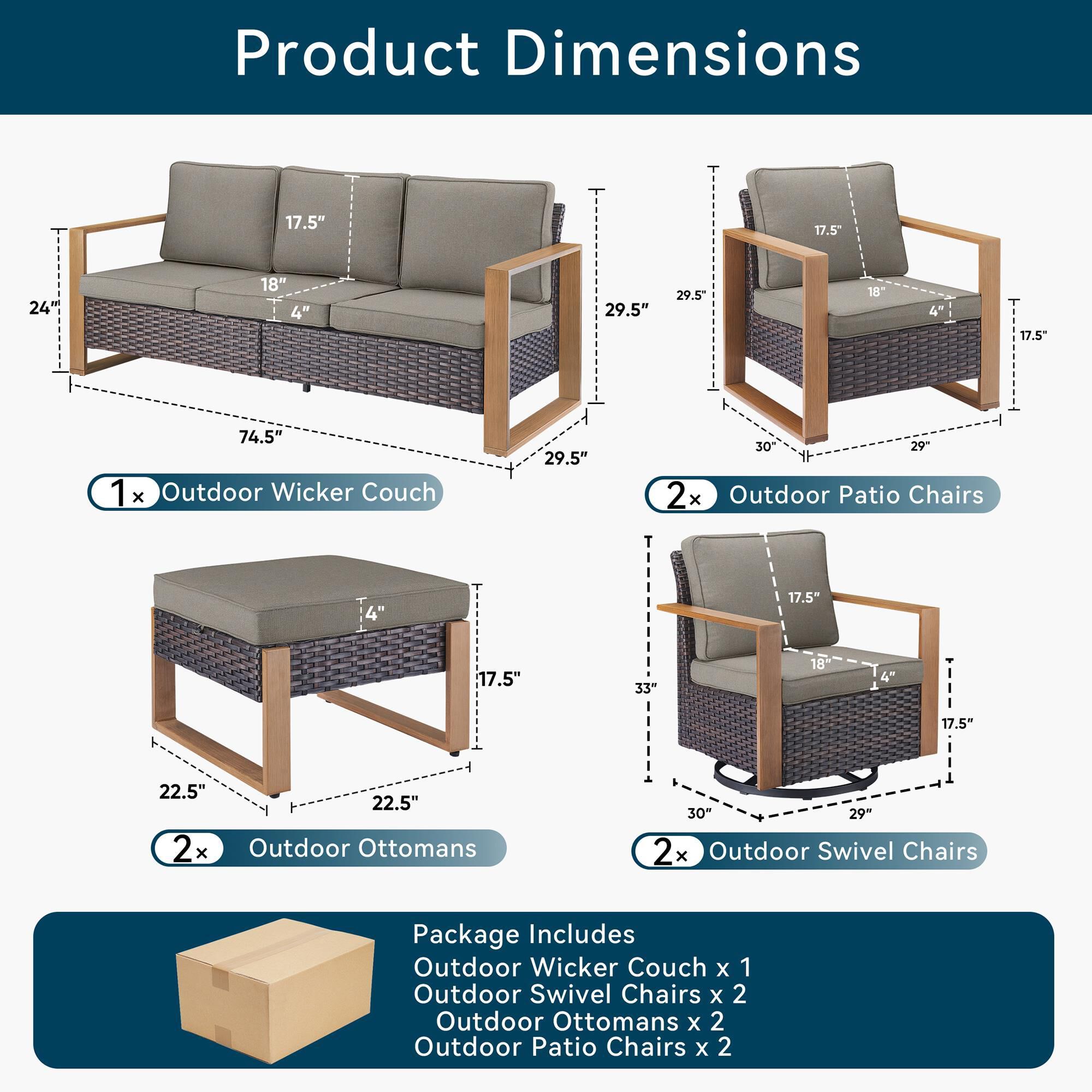 Sunwell Garden 7-Piece Patio Conversation Set in Gray