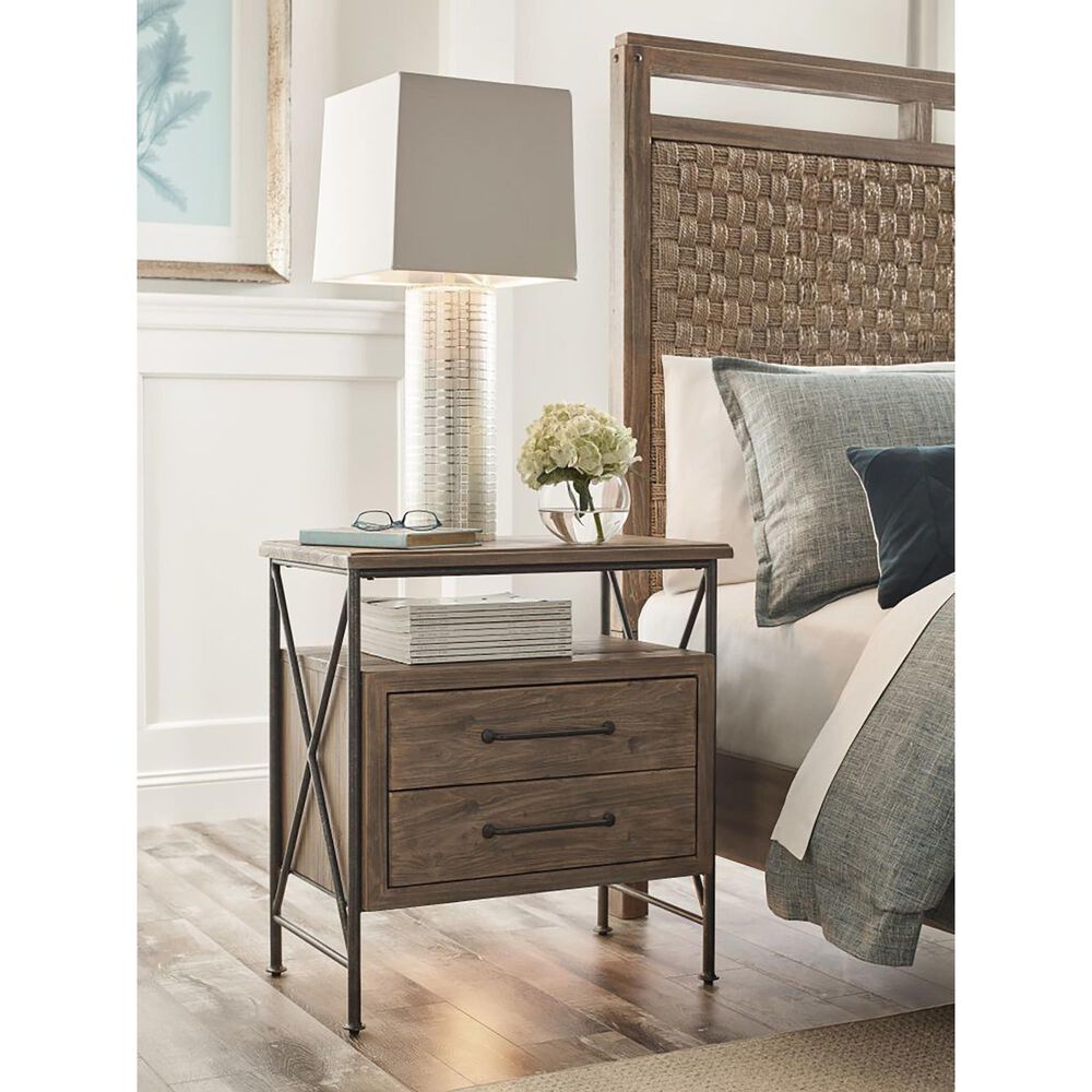 Kincaid Modern Forge Crockett 2 Drawer Nightstand in Sandy Brown Poplar, , large