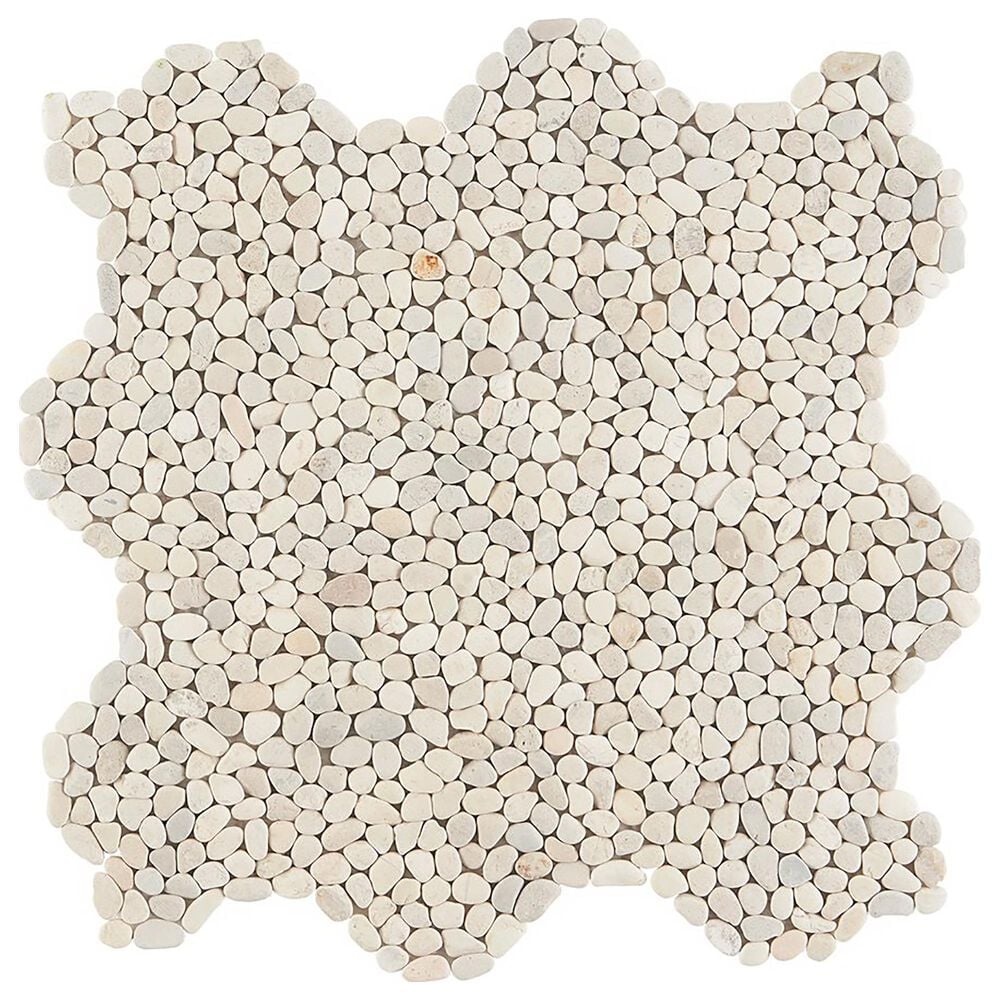 Soho Studio Pebblestone Lovina White Micro 12" x 12" Natural Stone Mosaic Sheet, , large