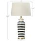Creative Coop Striped Ceramic Table Lamp in Black, White and Brushed Gold, , large