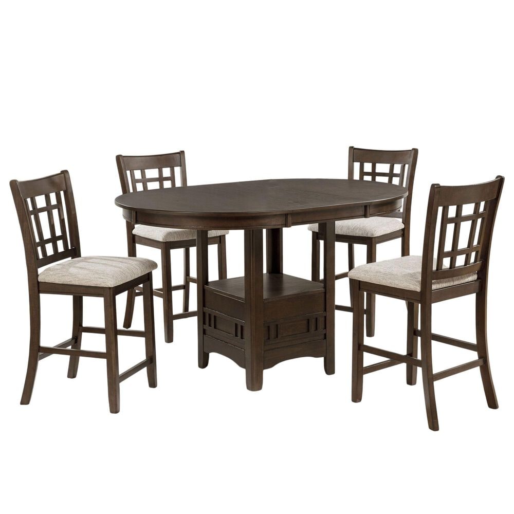 Crown Mark Hartwell 5-Piece Counter Height Dining Set in Dark Brown, , large