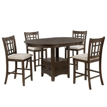 Crown Mark Hartwell 5-Piece Counter Height Dining Set in Dark Brown, , large