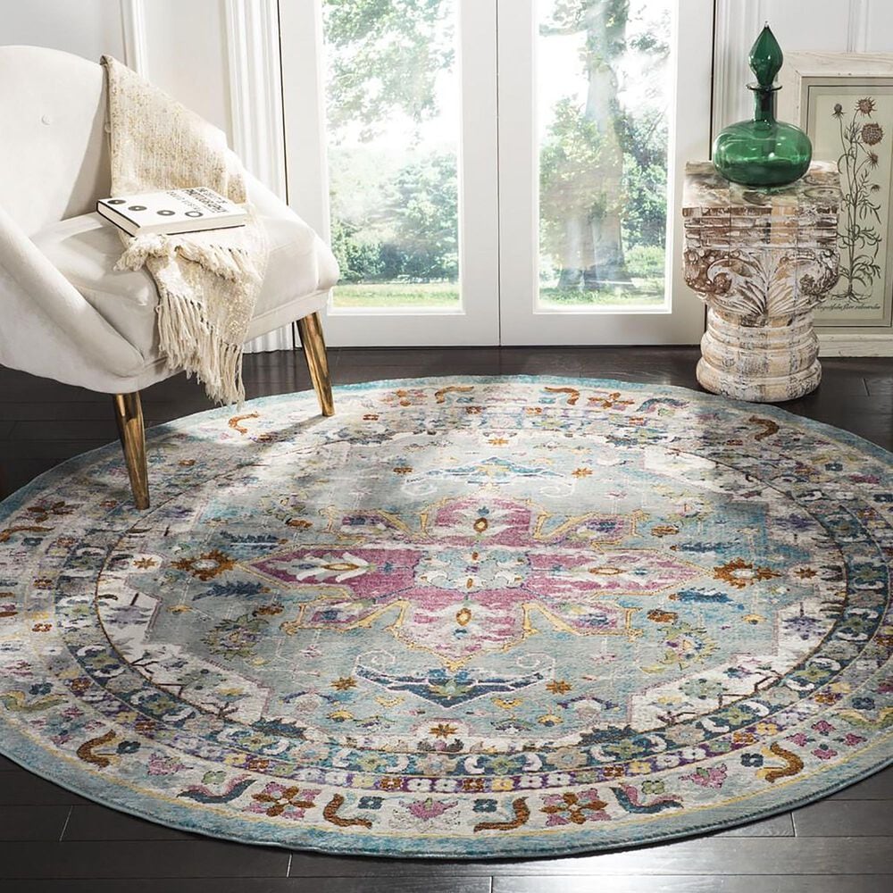 Safavieh Aria 6&#39;6&quot; Round Green and Creme Area Rug, , large