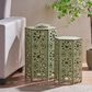Hearth and Haven Eliana 2-Piece Outdoor Hexagon Metal Side Table Set with Sunburst Cut Out Design in Green, , large