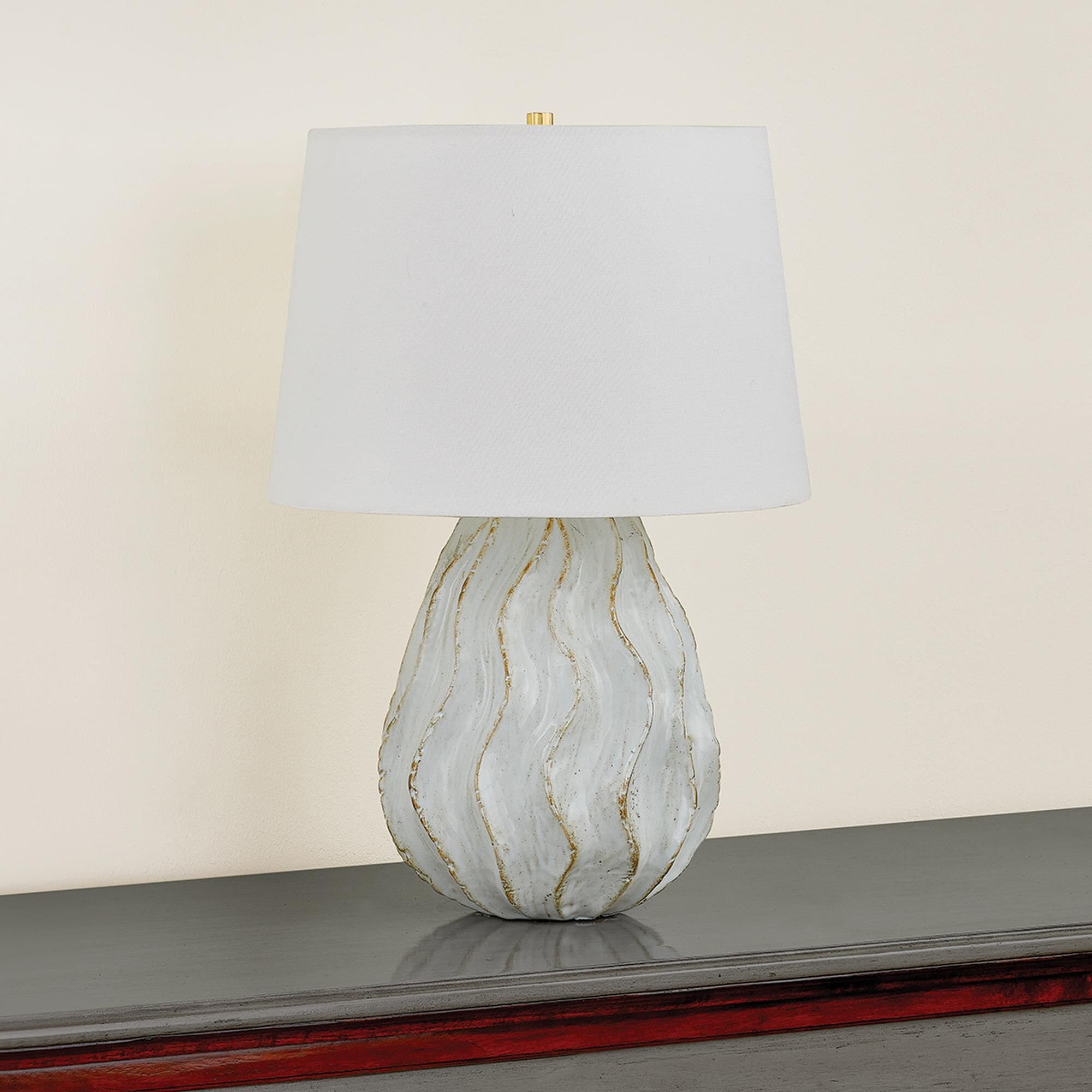 Mitzi Lighting Karla Table Lamp in Aged Brass and Sea Salt