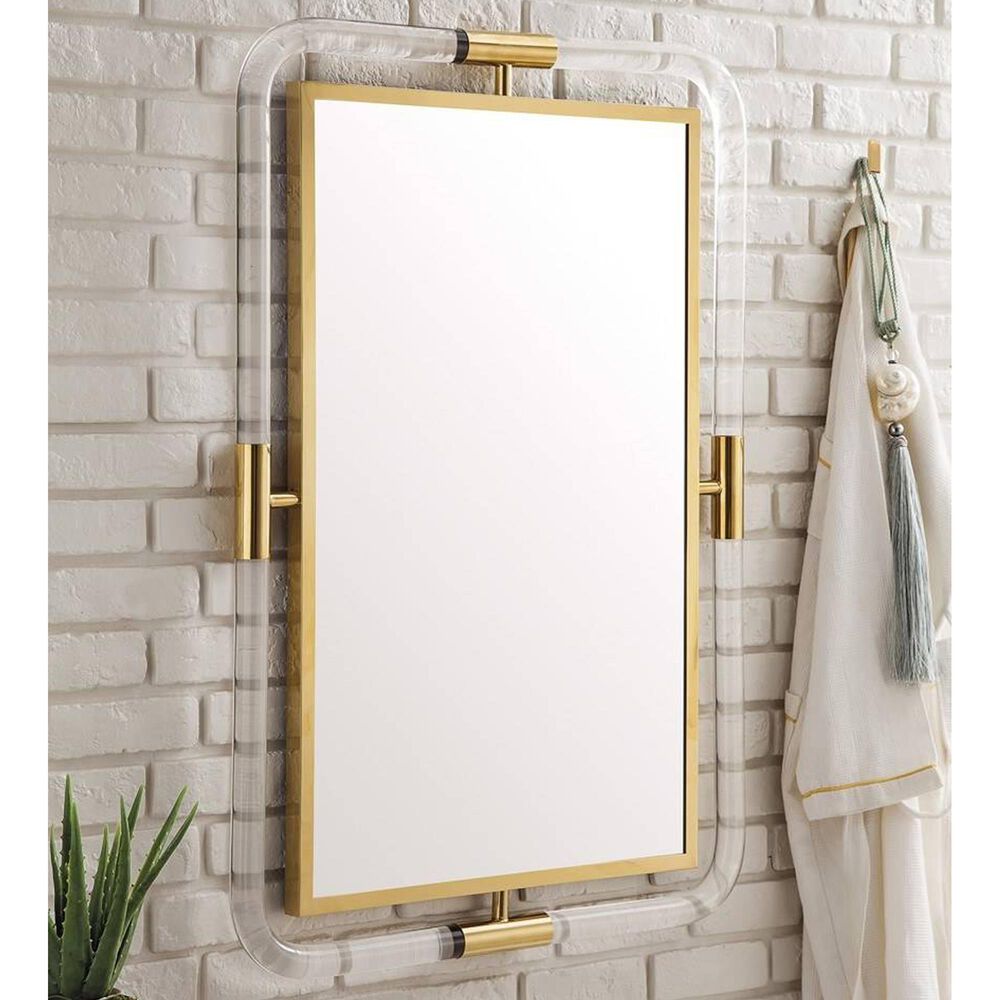 James Martin South Beach 30" Mirror in Polished Gold and Lucite, , large