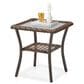 Sunwell Garden 20" Patio Square Side Table with Glass Top in Brown, , large