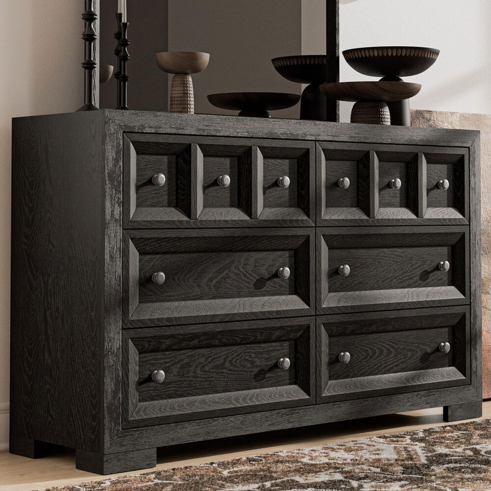 Furniture of America Hatton Cross 6-Drawer Dresser in Weathered Black, , large