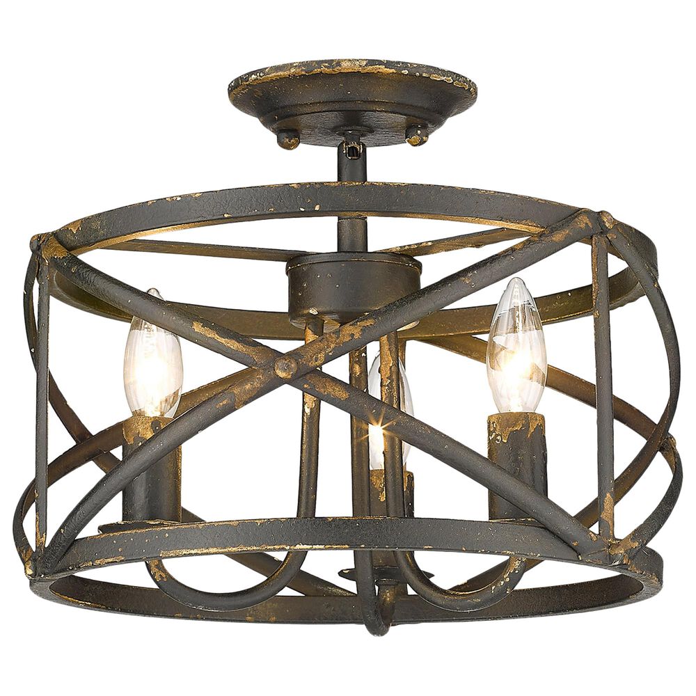 Golden Lighting Alcott Semi-Flush in Antique Black Iron, , large