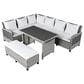 HOMLUX 5-Piece Outdoor Conversation Set with 2 Extendable Side Tables and Gray Rattan in White, , large