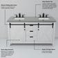 Lexora Home Marsyas 60" Double Bathroom Vanity in White with Grey Quartz Top and Rectangular Sinks, , large