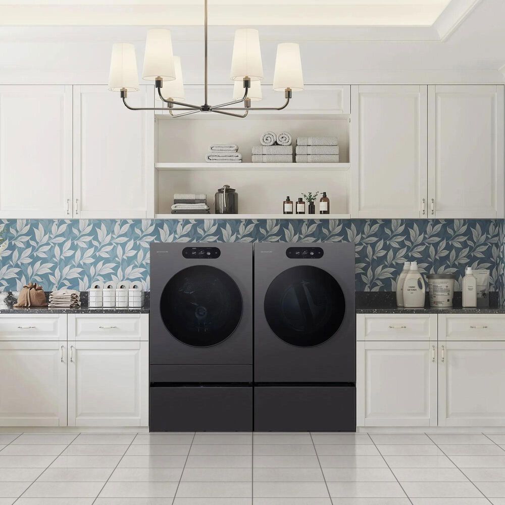 LG 5.8 Cu. Ft. Smart Front Load Washer and 9 Cu. Ft. Smart Electric Gas Laundry Pair in Brushed Black Steel, , large
