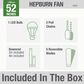 Hunter Hepburn 52" Ceiling Fan with LED Light in Matte Black, , large
