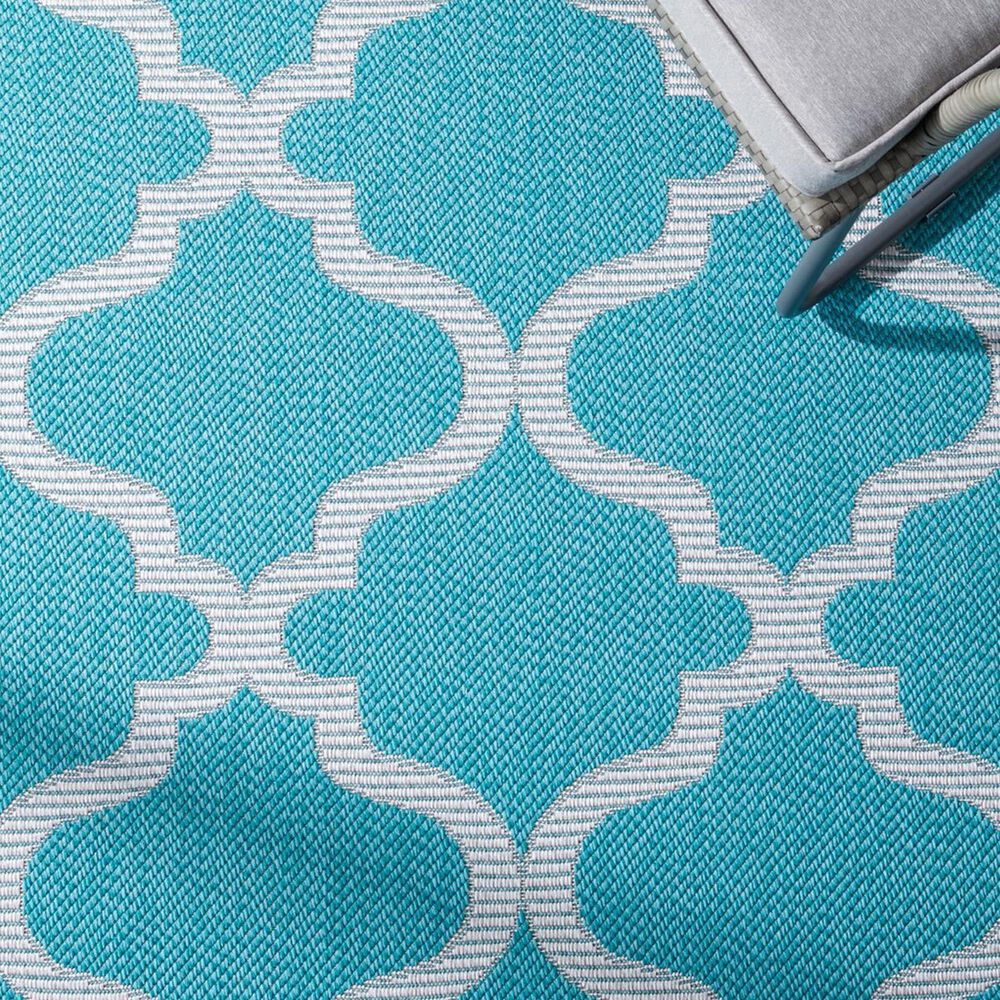 Safavieh Bermuda 5&#39;3&quot; x 7&#39;6&quot; Aqua and Grey Indoor/Outdoor Area Performance Rug, , large