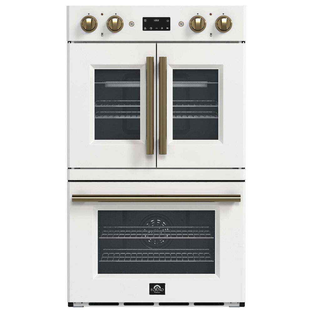 Forno Asti 30" Double Electric Wall Oven with Upper French Door in White, , large
