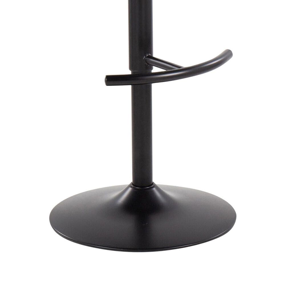 LumiSource Toriano Swivel Adjustable Bar Stool with Grey Faux Leather Upholstery in Black (Set of 2), , large