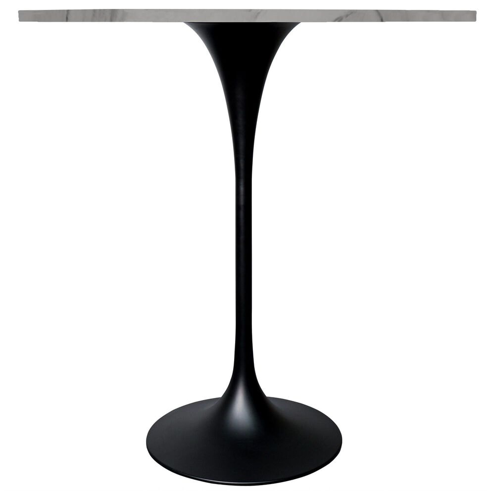 Leisuremod Verve 36&quot; Round Bar Height Dining Table with Sintered Stone Top in Black and White - Table Only, , large