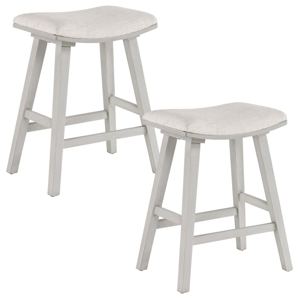 Valor Living Coley 24" Counter Stool with Linen Cushion Seat in White Wash (Set of 2), , large