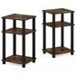 HOMLUX 3-Tier Open Shelf End Table with Square Tube in Amber Pine and Black (Set of 2), , large