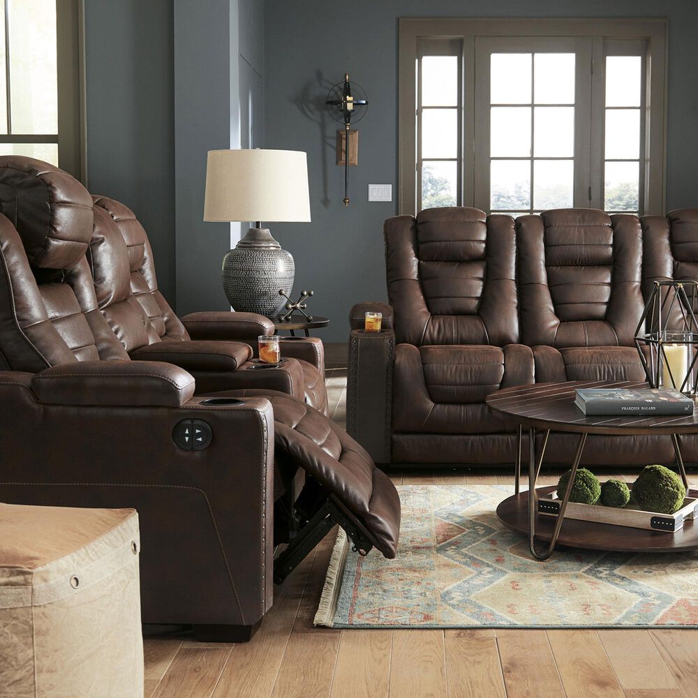 Ashley Owner&#39;s Box Power Reclining Loveseat with Console in Thyme, , large