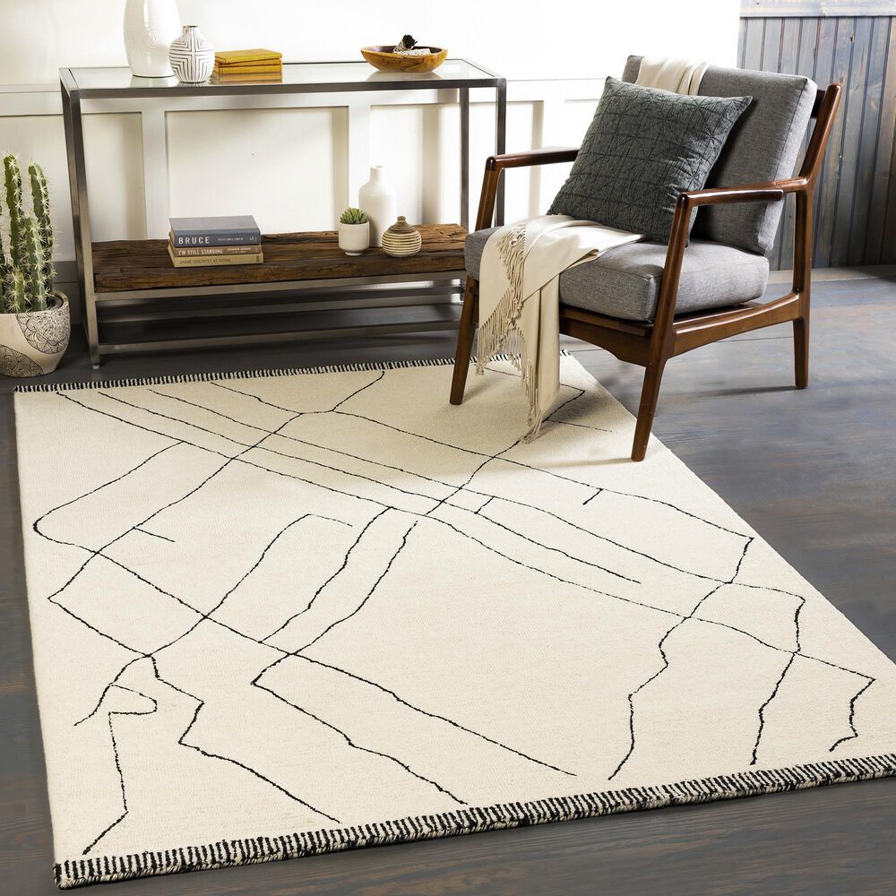Surya Arsenal 5&#39; x 7&#39;6&quot; Cream and Black Area Rug, , large