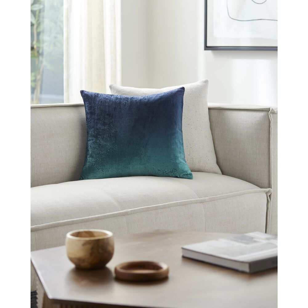 Surya Theodosia 18&quot; x 18&quot; Throw Pillow in Emerald and Dark Blue, , large