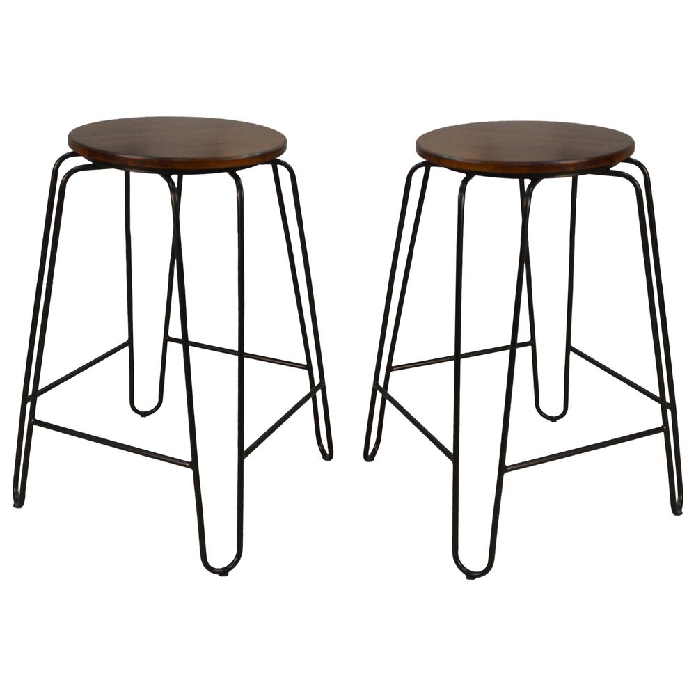 Carolina Cottage Ethan 24&quot; Stool in Elm/Black &#40;Set of 2&#41;, , large