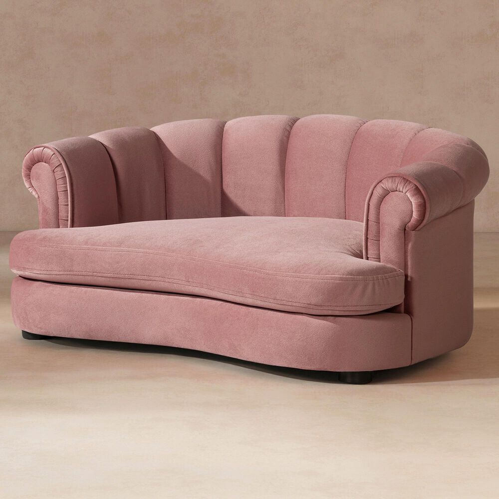 Jennifer Taylor Home Halle 35.5" Rolled-Arm Dog Bed with Channel-Tufted Back in Ash Rose Pink, , large