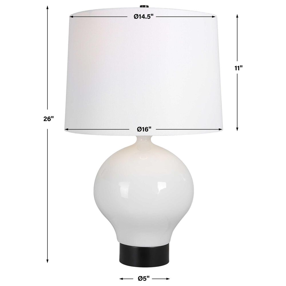 Uttermost Collar Table Lamp in White and Satin Black, , large