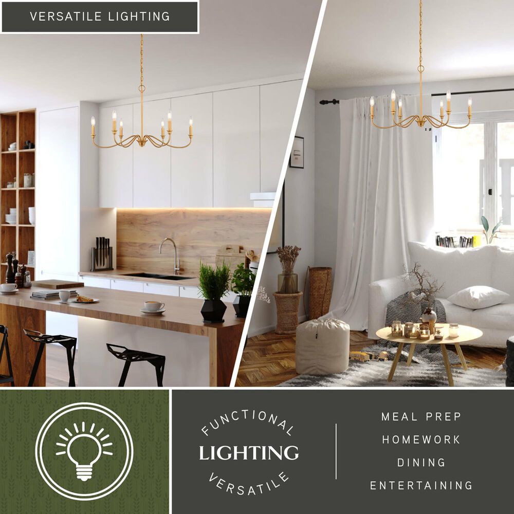 Vaxcel Lighting Annabelle 6-Light Chandelier in Muted Brass, , large