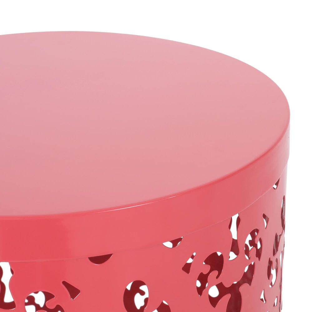 Hearth and Haven Outdoor End Table with Floral Pattern in Coral, , large