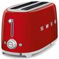 SMEG 4-Slice Retro Style Toaster in Red and Stainless Steel, , large