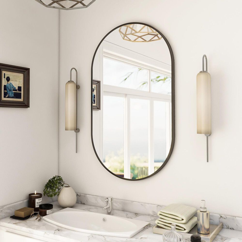 HOMLUX 22" x 38" Oval Wall Mirror in Black, , large