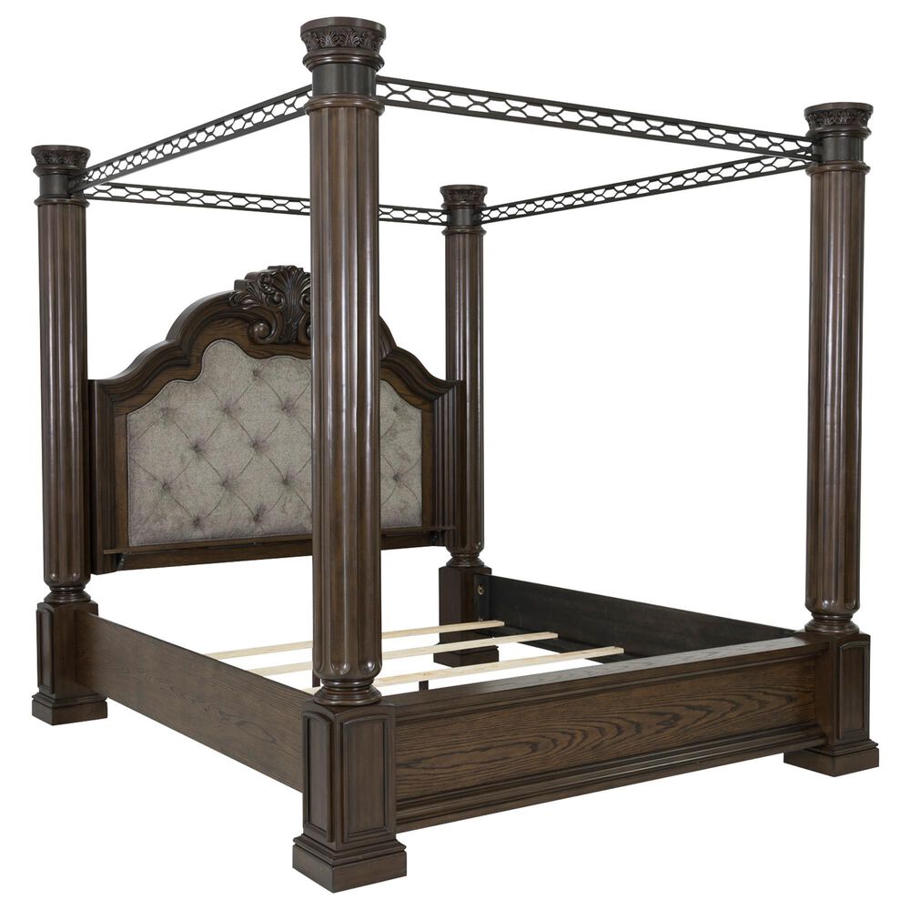Ashley Maylee King Canopy Bed  in Dark Brown, , large