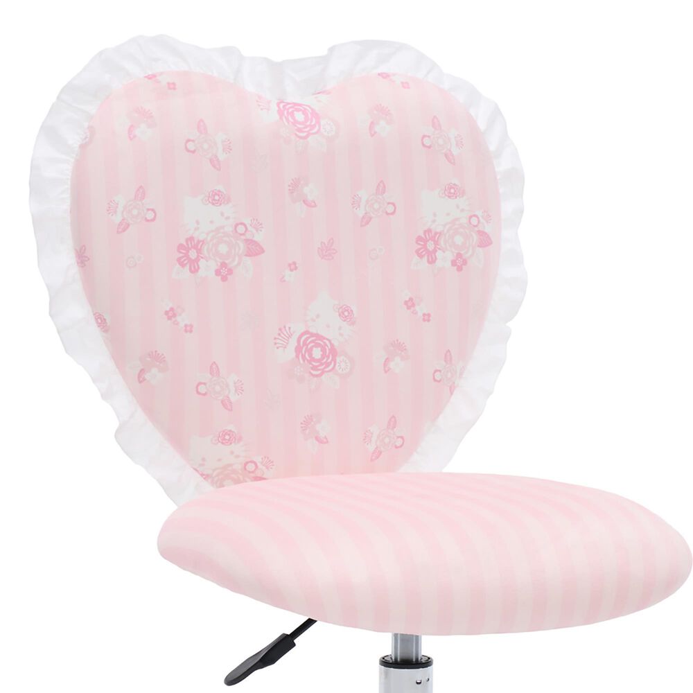 Impressions Vanity Hello Kitty Floral Heart Vanity Chair with Light Pink Cushion in Silver, , large