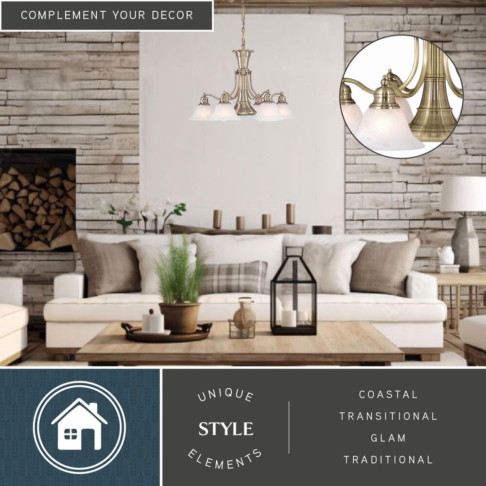 Vaxcel Standford 6-Light Chandelier in Antique Brass, , large
