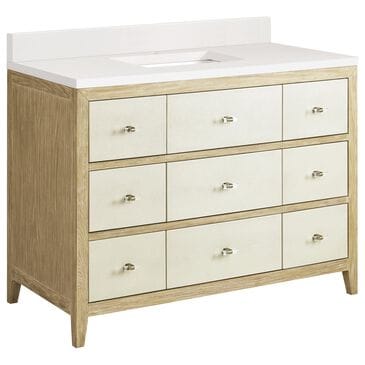 James Martin Vanities Celeste 48" Single Vanity in Sun-washed Oak with Embossed Shagreen and with Single Hole 3 cm White Zeus Quartz Top & Backsplash, , large