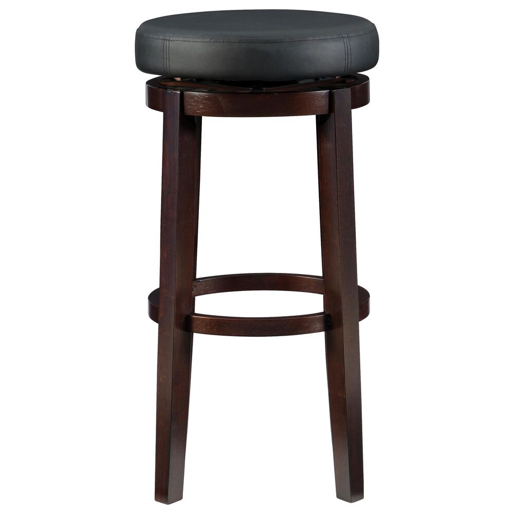 Linon Home Decor Maya Swivel Bar Stool with Black Cushion in Rich Brown, , large