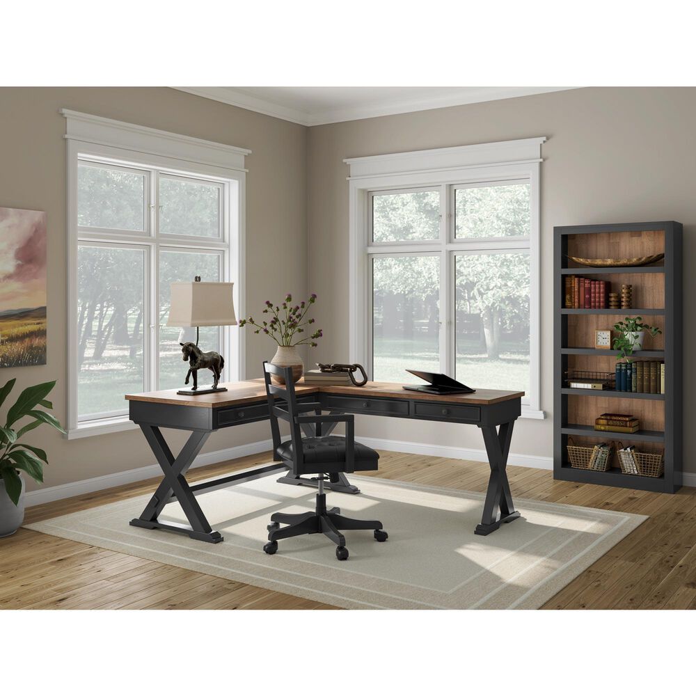 Ashley Wildenauer Home Office Desk in Rich Brown and Warm Satin Black, , large