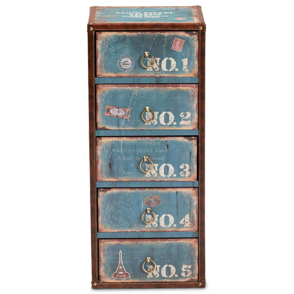 Baxton Studio Alba 5-Drawer Accent Storage Cabinet in Blue, , large