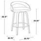 LumiSource Grotto Swivel Counter Stool with White Faux Leather Upholstery in Whitewashed Wood and Black (Set of 2), , large