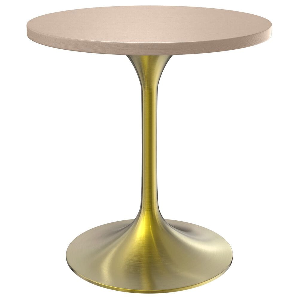 Leisuremod LeisureMod Verve Collection 27 Round Dining Table, Brushed Gold Base with Light Natural Wood MDF Top, , large