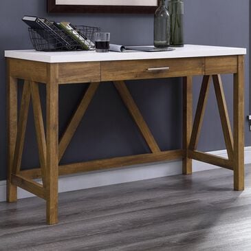 Walker Edison 46" A-Frame Computer Desk in Natural Walnut and White, , large
