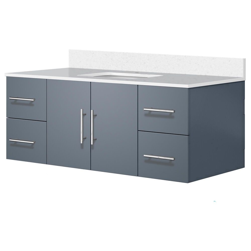 Lexora Home Geneva 48" Single Bathroom Vanity in Dark Grey with 2 cm White Quartz Top and Rectangular Sink, , large