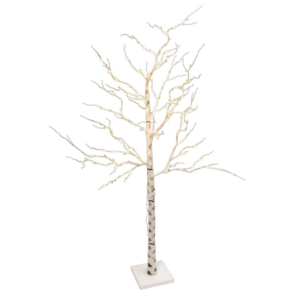 The Gerson Company 6.89&#39; LED Illuminating Indoor Holiday Birch Tree in White, , large