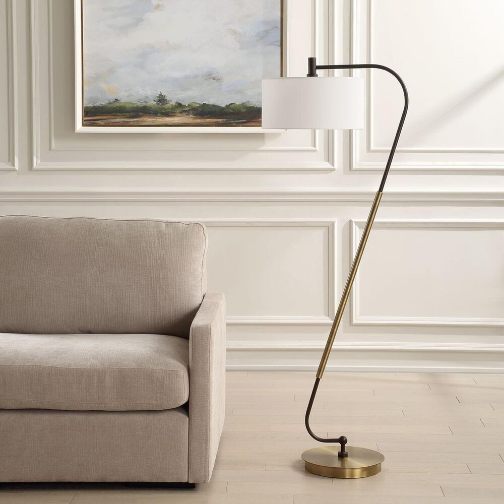 Uttermost Irwin Floor Lamp in Antique Brass and Dark Bronze, , large