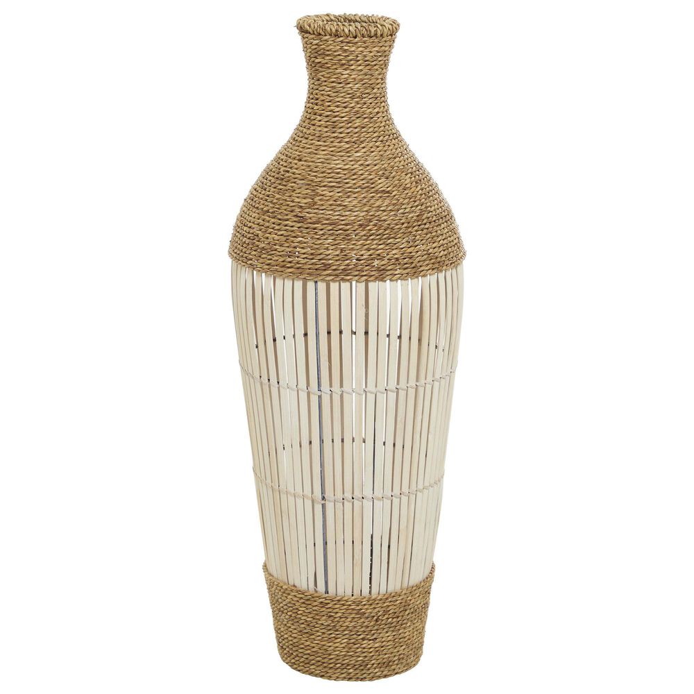 Maple and Jade 32.2" Handmade Decorative Vase in White, Natural Brown and Cream, , large